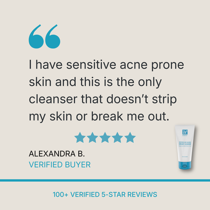 Five stars for Zerafite Soothing and Calming Creamy Cleanser. “I have sensitive acne prone skin and this is the only cleanser that doesn’t strip my skin or break me out.” Alexandra B., verified buyer. Over 100 verified 5-star reviews.