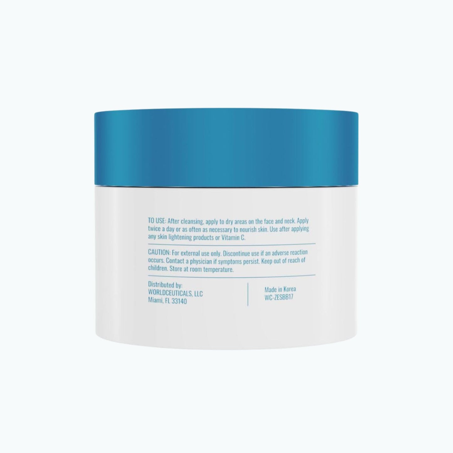 Back label of Zerafite Skin Brightening Barrier Cream, listing directions for use and caution text.