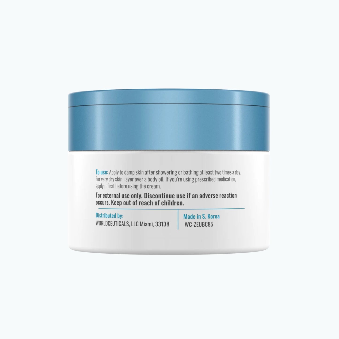 Back label of Zerafite Ultra Rich Body Cream, listing directions for use and caution text.