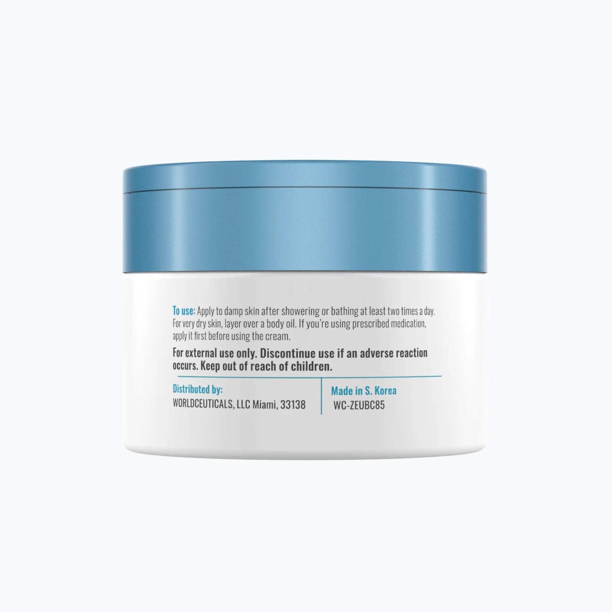 Back label of Zerafite Ultra Rich Body Cream, listing directions for use and caution text.